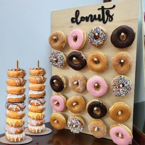 Wooden Donuts Stand Wall Doughnut Holder Baby Shower Kids Birthday Party Decoration Supplies Wedding Favors Marriage Party Decor