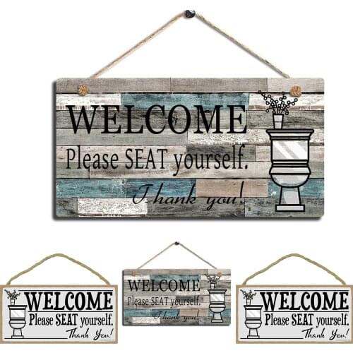 1 Piece Bathroom Signs Wooden Sign Wood Hanging Plaque Wall Decorative for Toilet Door Hanging Plaque Bar Pub Home Door Decor