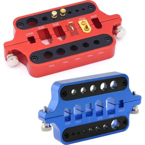 Thermal-protective Aluminum Welding Soldering Insulate Station Jig RC Tools for XT60 XT90 Deans Banana Plug Connector Red blue