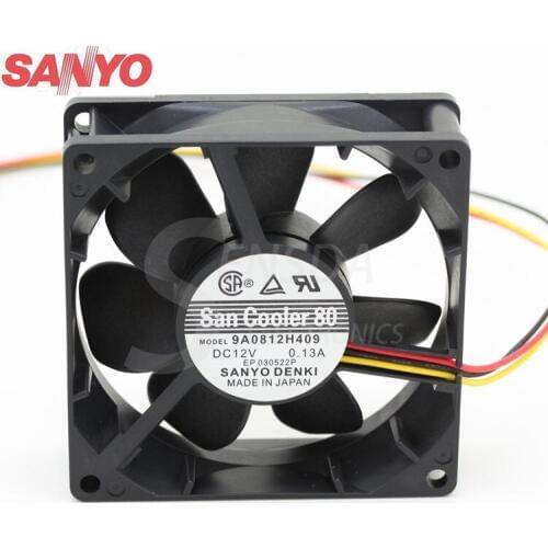 For Sanyo 9A0812H409 12V 0.13A 8cm 80mm 8025 server inverter industrial axial cooling fans blower