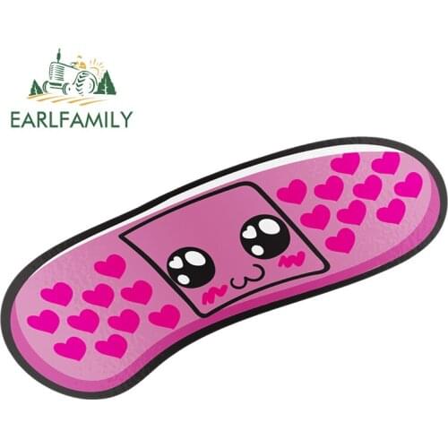 EARLFAMILY 13cm x 7.8cm For Kawai Bandaid Car Sticker Cute Anime Decal Scratch-Proof Vinyl Sunscreen Personality Car Accessories