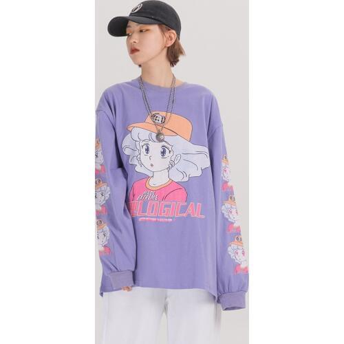 EXTREME Long Sleeve Harajuku Kawaii Clothes Oversized Japanese Streetwear Cartoon T Shirt Women Cute Kawaii Shirt 2020 Clothing