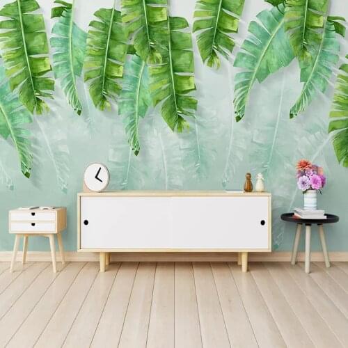Photo Wallpaper 3D Green Banana Leaf Murals Living Room Bedroom Home Decor Wall Papers For Walls 3 D Papel De Parede 3D Paisagem