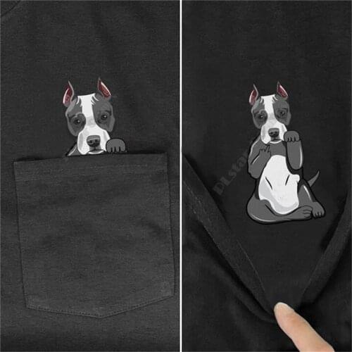 T Shirt summer pocket PITBULL printed t-shirt men for women shirts tops funny cotton black tees