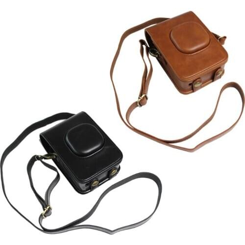 Wear-resistant PU Leather Carrying Case Storage Bag with Shoulder Strap for Fuji Fujifilm Instax Mini Liplay Camera Kit