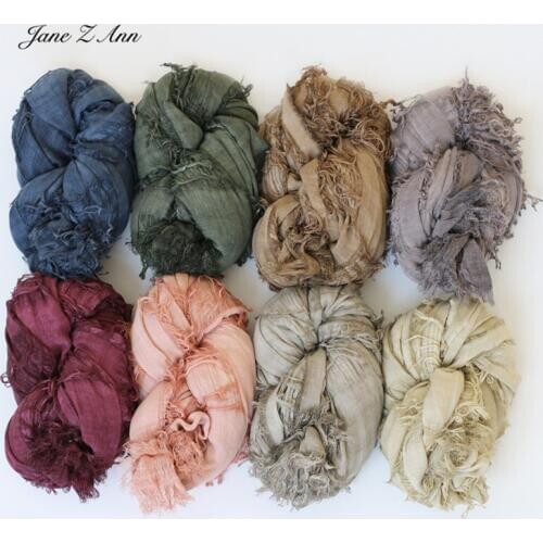 Jane Z Ann Baby Photography wrap basket filler Newborn Photo props Retro-cotton linen tassels tie-dyed cloth 70x200cm