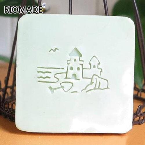 Creative Beach Castle Handmade Soap Stamp Cartoon Pattern Transparent Natural Organic Glass Soap Seal With Handle Acrylic Seal