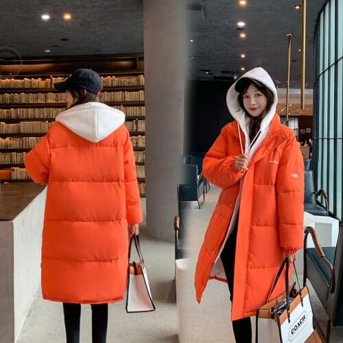 Brieuces Long Winter Jacket Women Solid Thick Zipper Loose Korean Style Ladies Casual Parkas Long Sleeve Pockets Coats for women