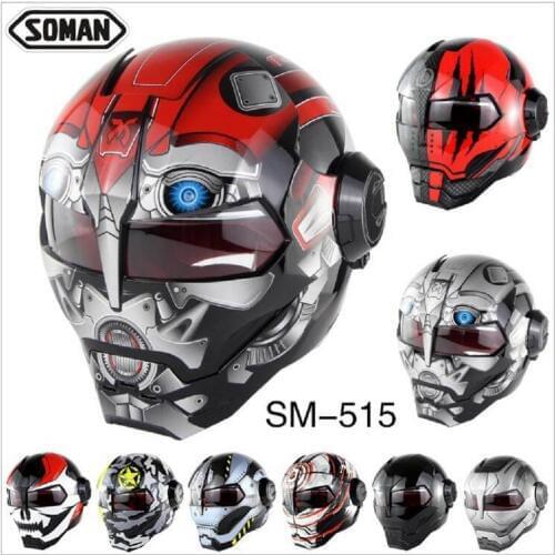 Fashion Knight protection Personality Full Face Motorcycle Helmet iron Man retro style Transformers Open Face Motorbike Helmet