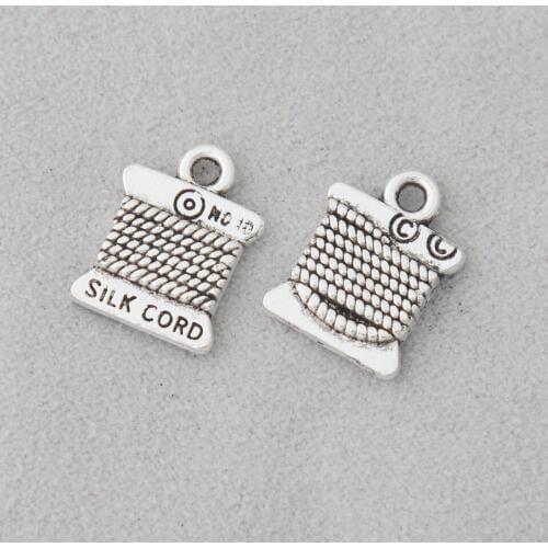 RAINXTAR Fashion Alloy Daily Use Charms Silk Cord Shape Metal Charms 11*15mm 100pcs AAC458