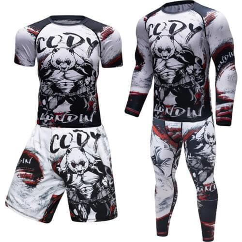 Brand Compression Mens Sports Suits Quick Dry MMA Boxing Jerseys shirt Jogger Training Men Gym Fitness T-shirt Tracksuits sets
