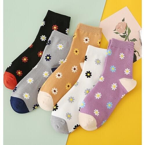 Autumn Winter Kawaii Flower Socks Women Japanese Harajuku Style Woman Funny Socks Cotton 91801
