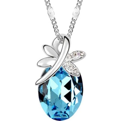 Wholesales Fashion Jewelry silver Plated Crystal Korea Butterfly Necklaces & Pendants for women