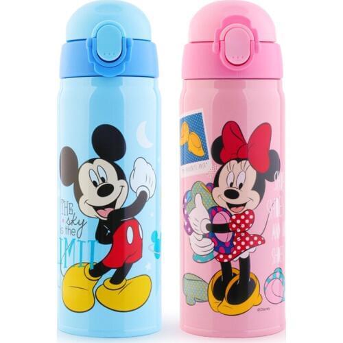 Genuine Disney Baby Stainless Steel Thermos cup With Sraw Feeding Bottle Silicone Nipple Water Baby Feeding Bottle 2021