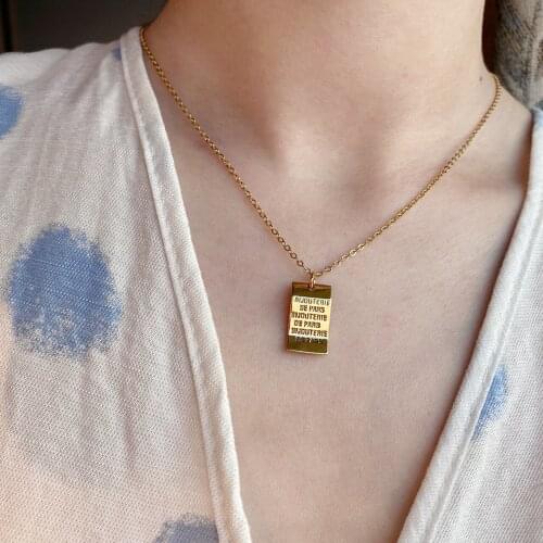 925 Silver Necklace Simple Square Brand English Pendant Letter Necklace Fashion Couple Jewelry Party Golden Clavicle Chain