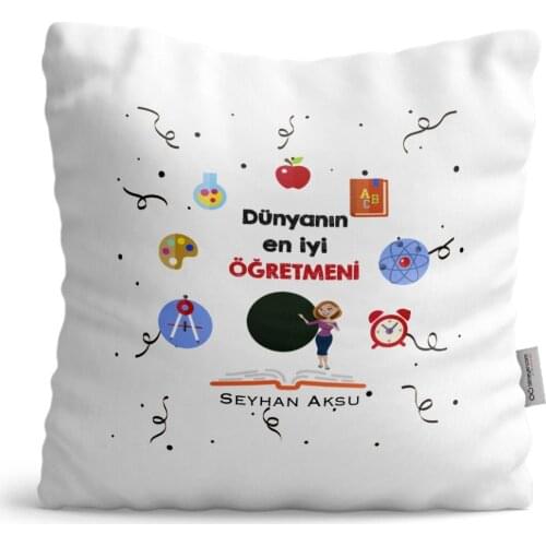 Personalized World Best Öğretmeni Satin Pillow-24