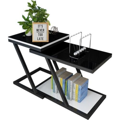 M8 Simple Living Room Sofa Side Cabinet Handrail Cabinet Nordic Tempered Glass Side Small Coffee Table Bedroom Side Table Mobile