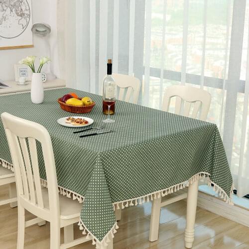 Dot Plaid Table Cloth Dinner Rectangular Antiderapant Tablecloth Home Kitchen Tischdecke Decor Stripe Table Cover Lace Tassel