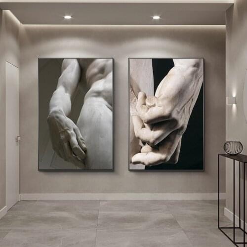 Michelangelo Sculpture Art Posters And Prints Black White David Hand Wall Art Canvas Paintings Pictures Living Room Home Decor