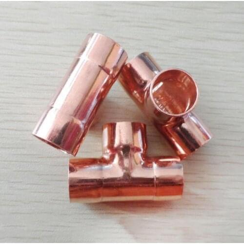 25.4mm 1" Inner Dia x1mm Thickness Copper Equal Tee Socket Weld End Feed Coupler Plumbing Fitting Water Gas Oil