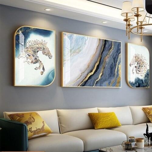 Office Decoration Triptych Painting 3 Pieces Living Room Wall Hanging Painting Abstract Art Mural Rectangle Moisture-Proof Metal