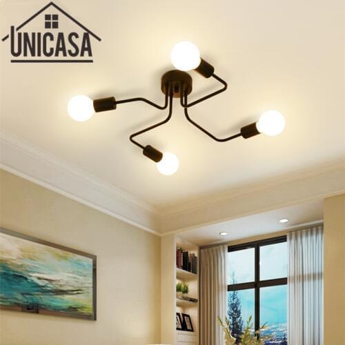 Vintage Multiple Rod Wrought Iron Ceiling Lamp Ceiling Lights For Home Lighting E27 LED Bulb Living Room Art deco Industrial