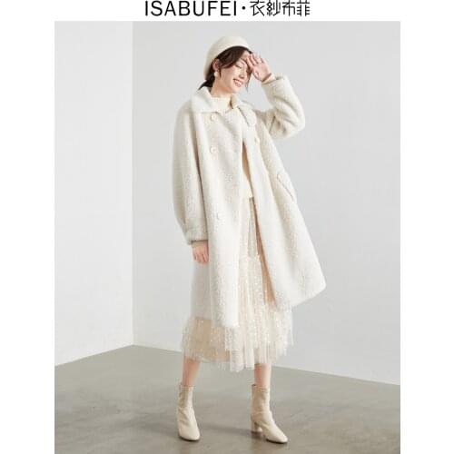 2021 early winter new temperament double-breasted trench coat lambs wool one thick coat women cashmere coat