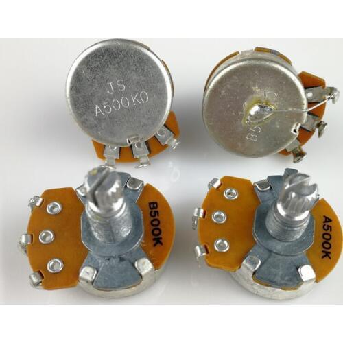 1Pcs JSE A500K/B500K Volume Tone Control Solid Shaft Pots Set Electronic Potential For Double-coil Electric Guitar/Bass
