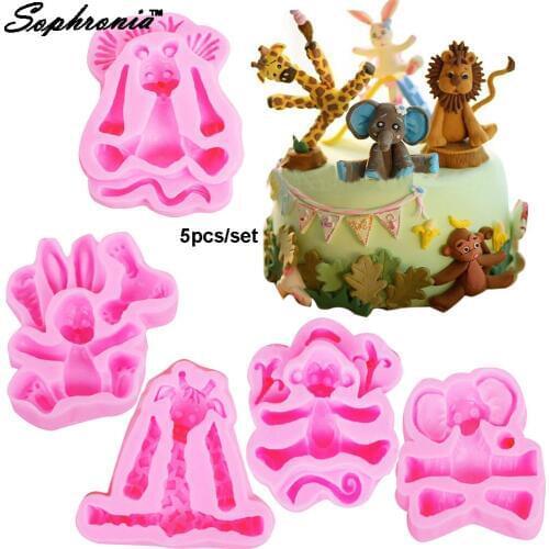 Sophronia Animal Series Monkey Giraffe Elephant Puppy Rabbit Mold 1pcs UV Resin Silicone Mold for decorative-craft C125