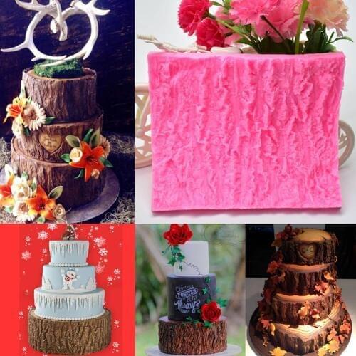 1PC Silicone Cake DIY Baking Pastry Mold 3D Tree Bark Pattern Fondant Decorating Mould Tools