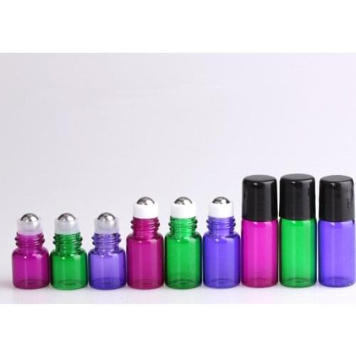 1000pcs Colorful Small Container Roll on Bottle for Essential Oil Perfume Fragrance Travel Empty Refillable Bottles Containers