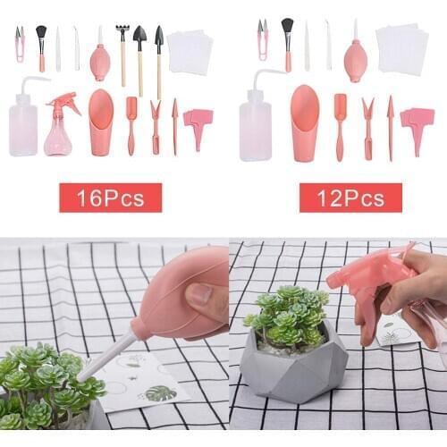 16pcs Succulent Planting Tools Garden Hand Tools Planting Bucket Shovel Spoon Can Scissors Transplanting Tool Garden Accessories