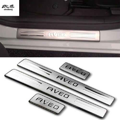 4pcs/lot for 2011 2012 2013 2014 2015 2016 Chevrolet AVEO stainless steel scuff plate door sill pedal car accessories