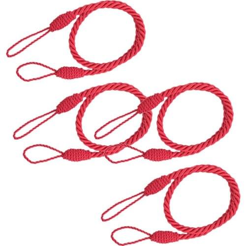 4 PCS Hot Europe Style Rope Curtain Tieback Tassel Rope Thick Twisted Living Room Bedroom Decoration Red