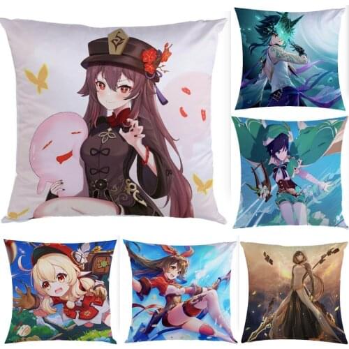 45X45cm Genshin Impact Pillowcase Hugging Body Pillow cover sexy Anime Game Pillow Cushion school Girl boyfriend Gifts