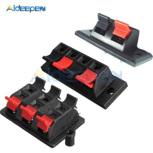 5Pcs 2/4/6 Positions Spring Loaded Push Release Speaker Terminal Strip Home Audio Speaker Terminals Breadboard Clip AC 50V 3A