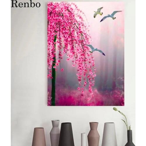 5D Diamond painting full Square Round Drill Cherry blossom lake tree flower landscape diamond mosaic embroidery Cross Stitch Kit