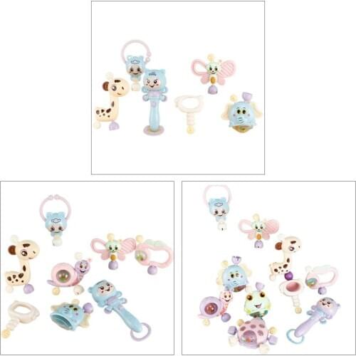 6-10pcs Baby Toys Hand Hold Jingle Shaking Bell Teether Ring Baby Rattles Toys