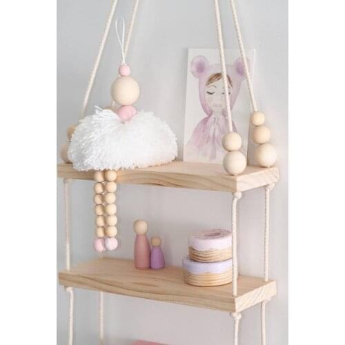 Ballet Dancer Hanging Decoration Wooden Beads Girl Room Decor Nursery Baby Tent Ornament Photography Props Nordic Style