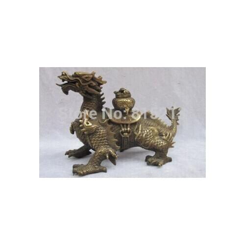 Bi001355 China regius Bronze carve Auspicious Dragon Statue
