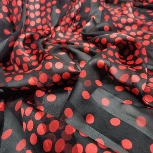 Glossy Stripe chiffon Dot Print Silky Pearly Fabric Dropping Soft Breathable DIY Dress Blouse Fabric