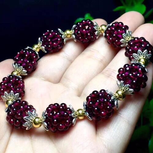 10pcs/lot Natural Garnet Bracelet Women Hand-woven 3mm Lucky Ball Bracelets Jewelry Gift for Women Bracelet Pulseras Mujer