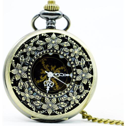 New Occident Fashion Vintage Large Eight Flowers Bronze Machaincal Pocket Watch Man Women Antique Gift Watches