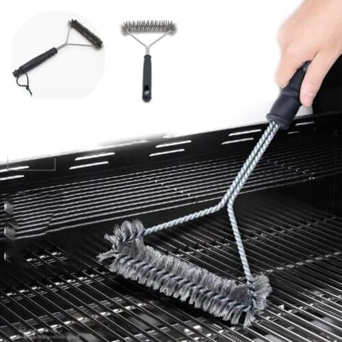 Clean Triangle Wire Brush Grill BBQ Barbecue Kit Clean Stainless Steel Wire Brush Triangle Cleaning Brushes Kitchen Accessories