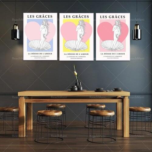 Greek Goddess Art Print Museum Poster, Abstract Art Medieval Modern Art, Les Graces Art Print Wall Art Poster Printing