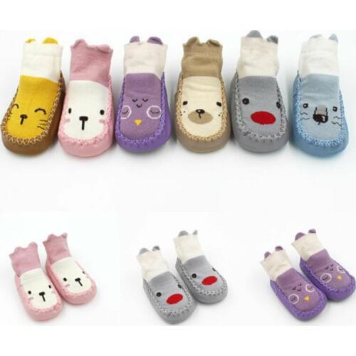 Newborn Baby Boys Girls Cotton Cartoon Socks Kid Toddler Anti-slip Sock Shoes Boot Floor Slippers