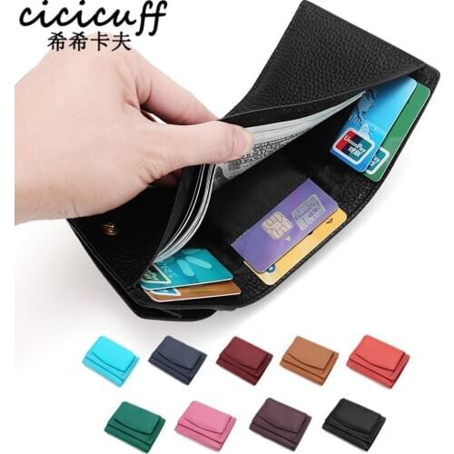 Womens Wallets and Purses Genuine Leather Fashion Fold Small Money Bag RFID Mini Wallet Luxury Design Purse with Coin Pocket