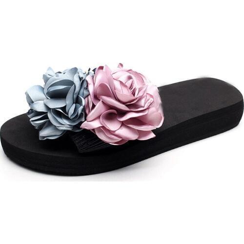 Handmade Summer Women Shoes Platform Female Slides Beach Shoes Woman Flowers Casual Slippers Plus Size 34-42 XKD8019