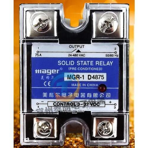 Mager Genuine new original Single-phase solid-state relay SSR MGR-1 D4875 75A DC-AC DC-AC 24-480VAC 3-32VDC