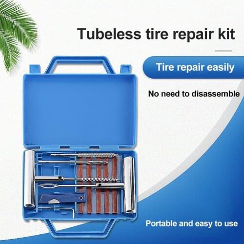 1 Set Car Van Motorcycle Bike Emergency Heavy Duty Tubeless Tire Puncture Professional Repair Kit Plug Set Tyre Repair Kit